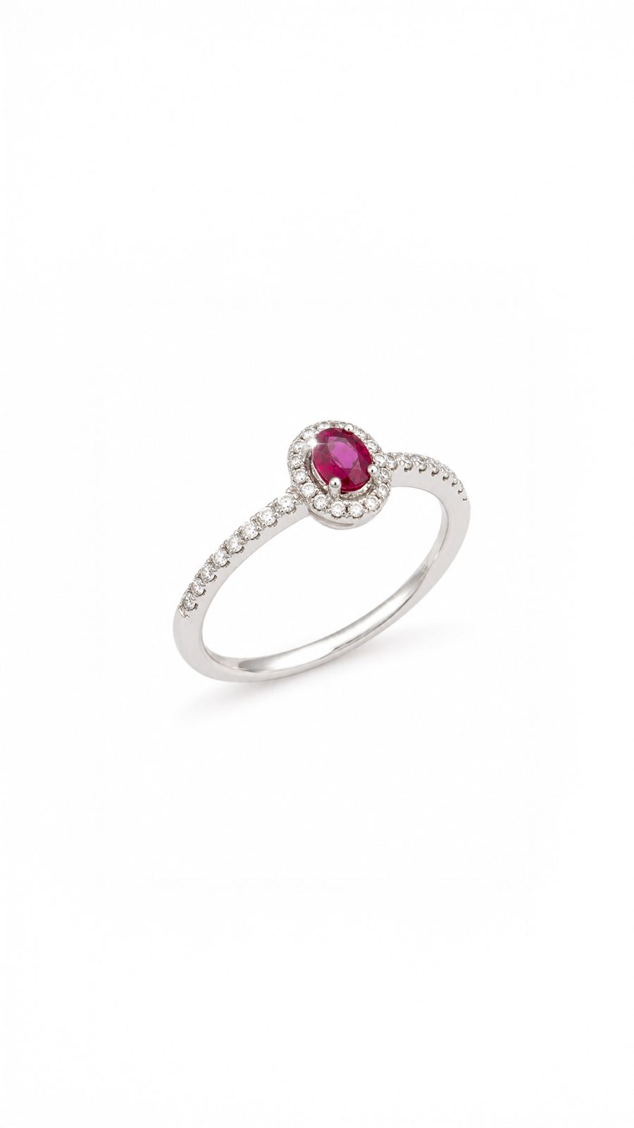 Anillo Halo Rubí Oval y Brillantes