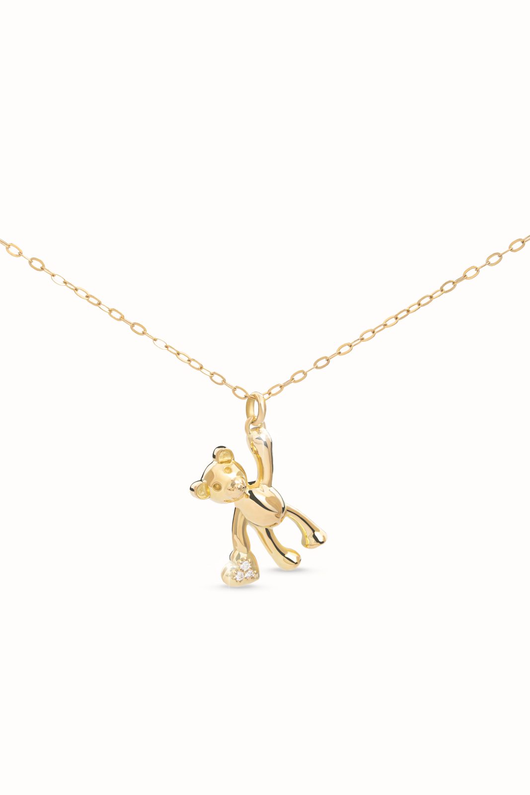 Dije Oso Sólido con Corazón de Diamantes