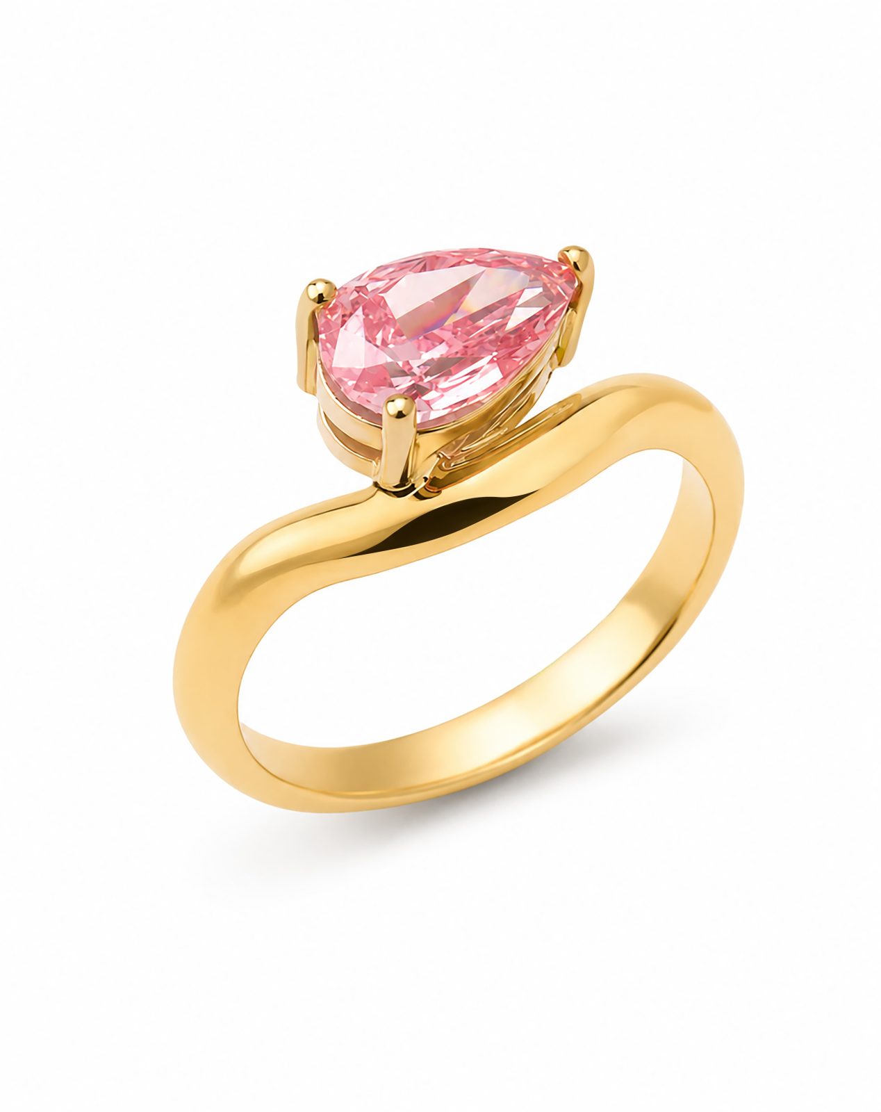 Sortija Pinky Ring con Diamante Rosa Corte Pera