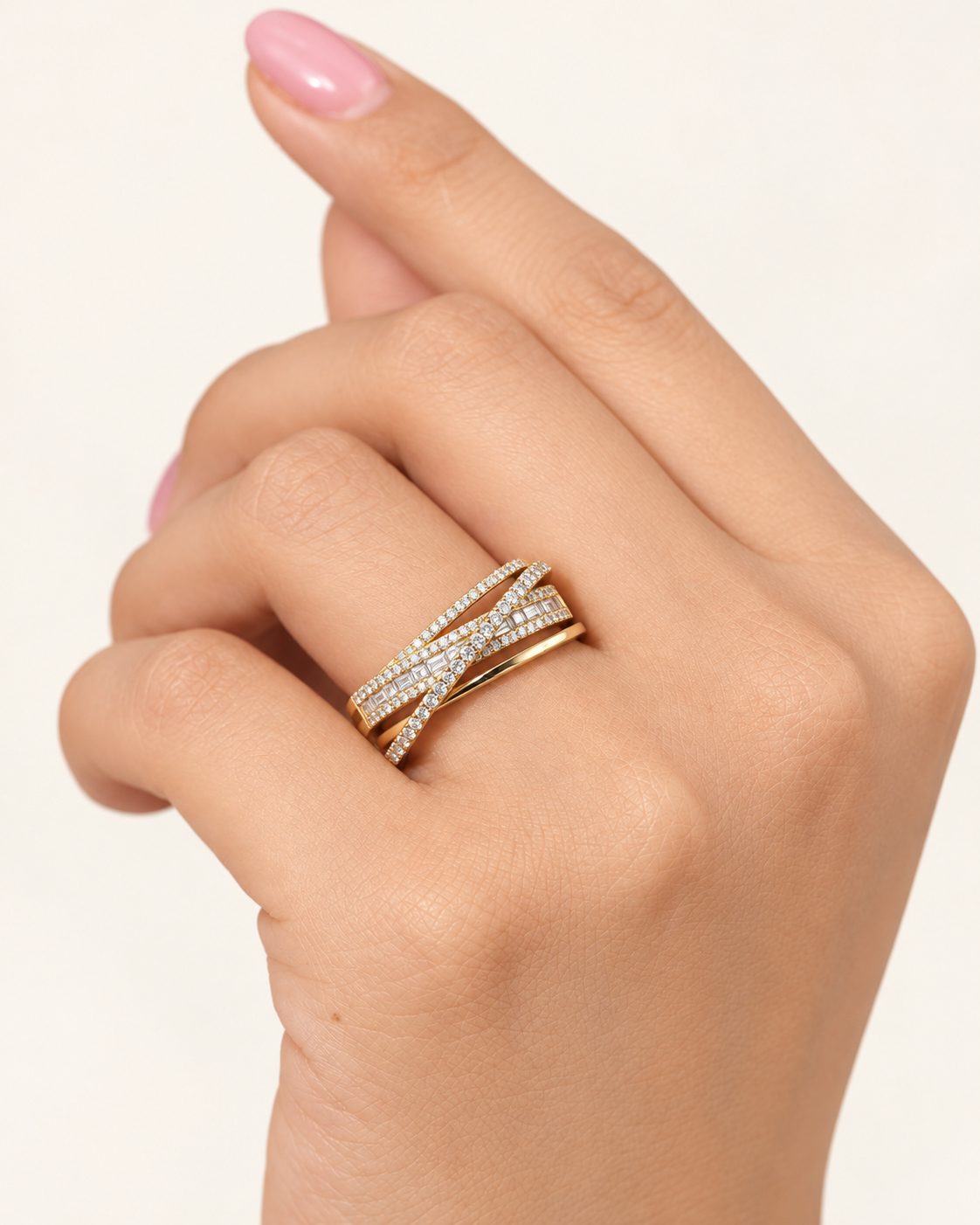 Sortija Aspirales Chunky Baguette y brillante