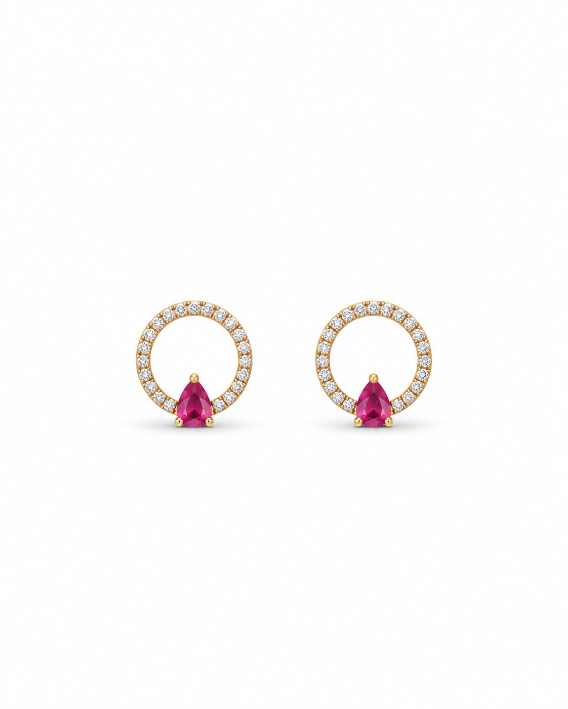 Aretes Circulos y Gota Rubi