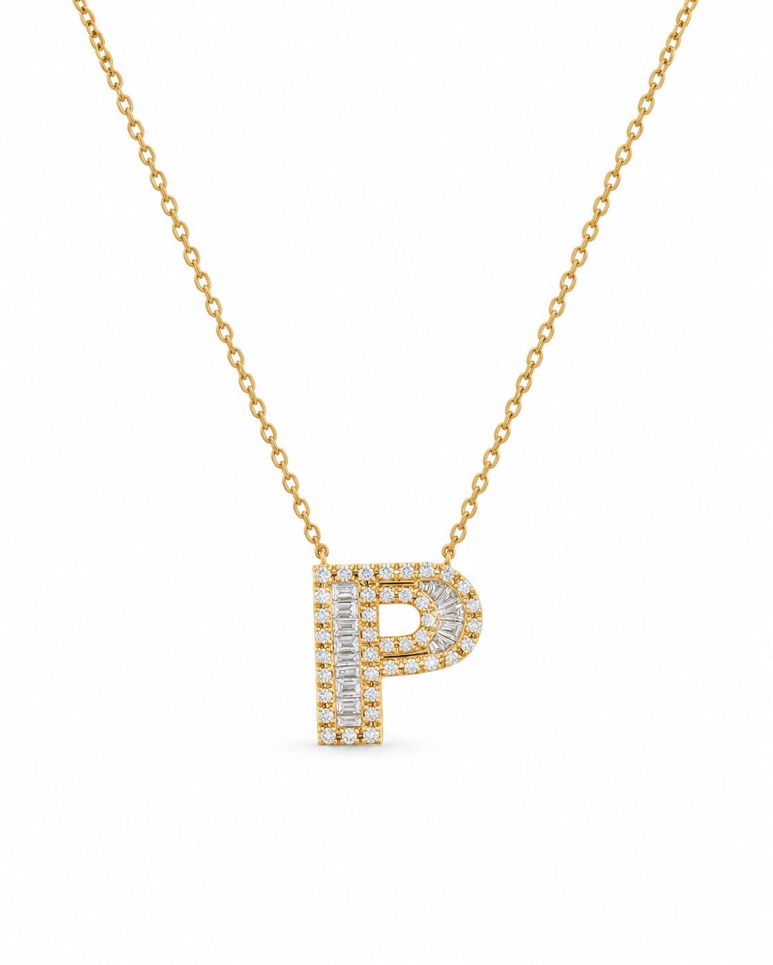 Collar con Dije Letra P y Multidiamantes