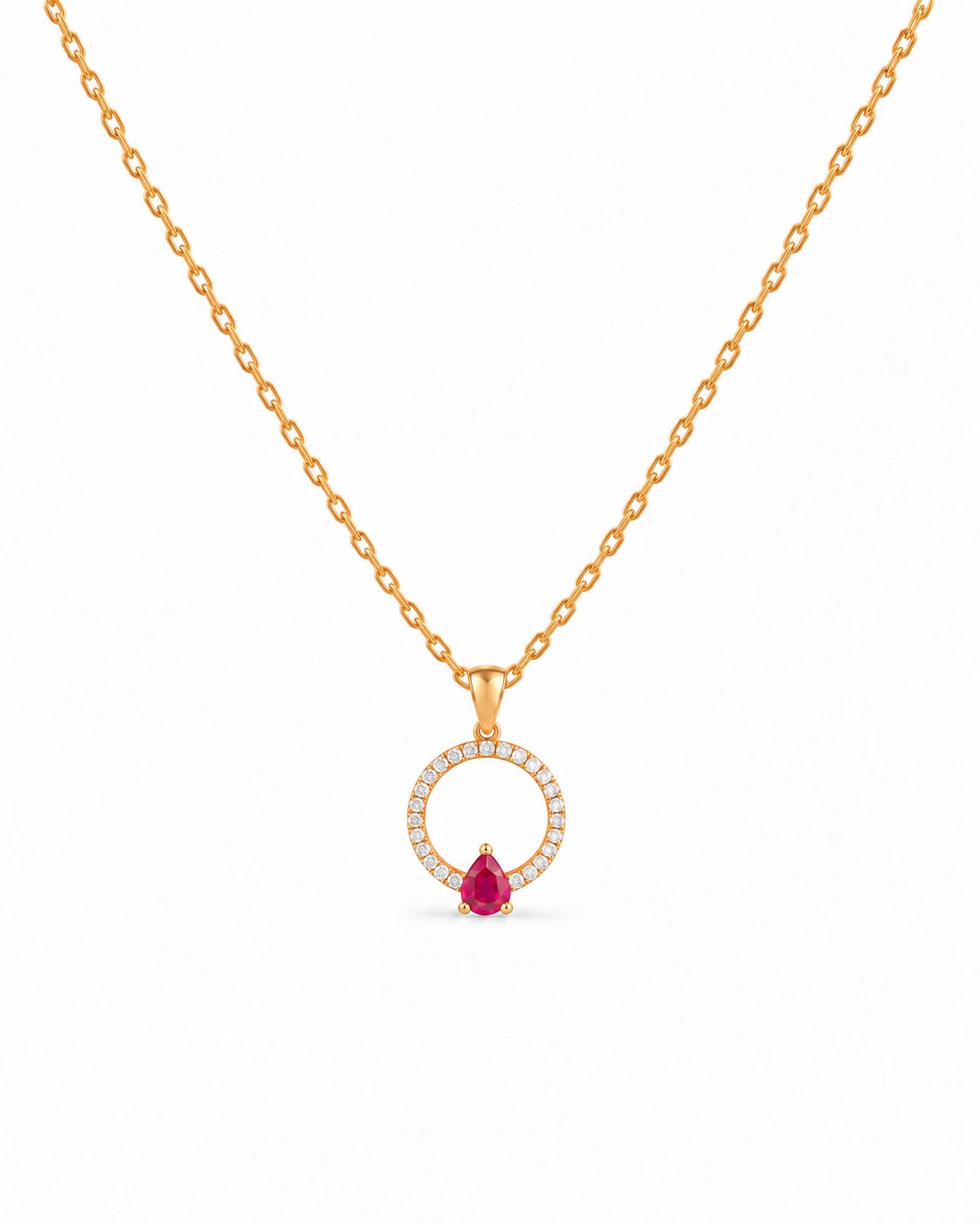 Collar circulo y gota rubi