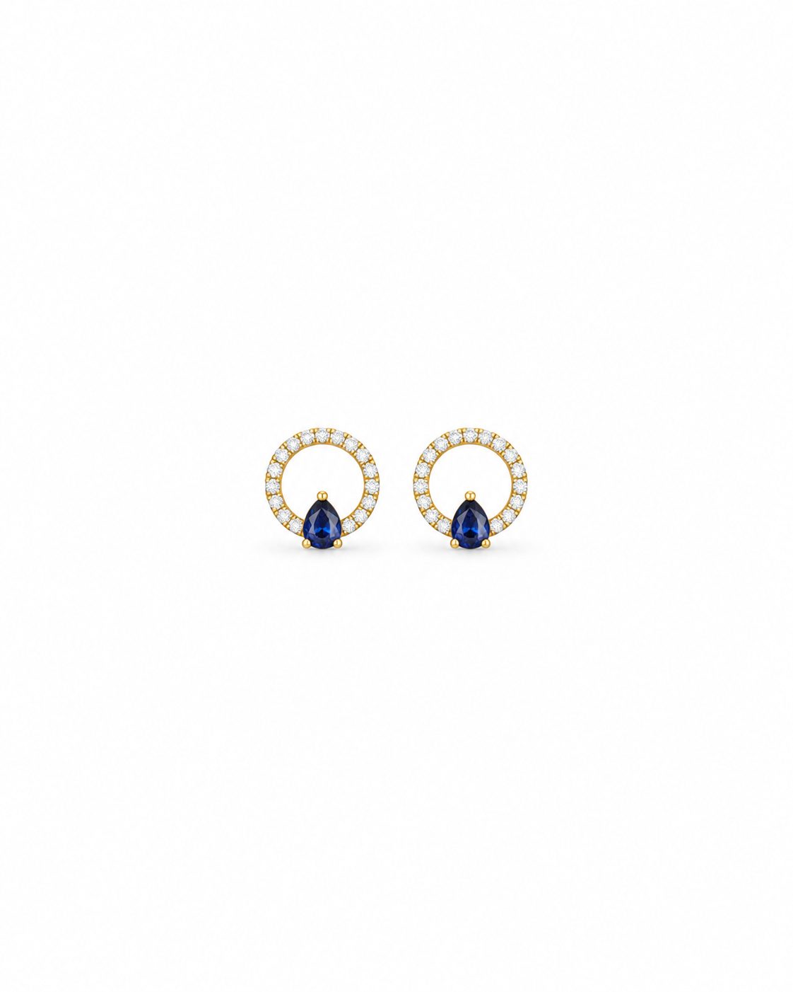 Aretes circulo y gota zafiro
