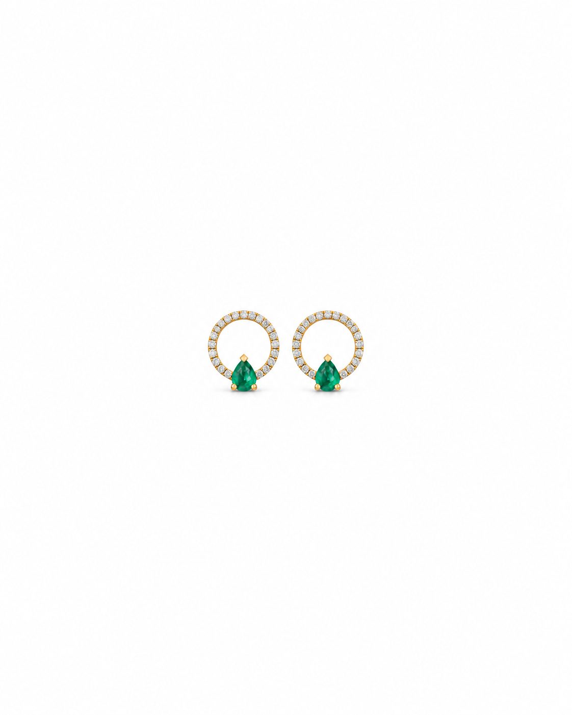 Aretes circulo y gota esmeralda